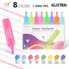 Kit de 8 colores de Marcador de Resaltado Hot Glitter Transfronterizo Pluma de Pintura de Color Base para Tarjetas de Felicitación Etiquetado