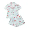 Nuevos pijamas de comercio exterior transfronterizo para mujer con cuello estampado, manga corta y shorts, ropa de casa europea y americana