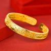 Venta en Vivo Kuaishou 999 Pulsera de Oro Imitación Jade con Diseño de Estrella, Diseño Abierto, Joyería de Pulsera Simple y de Moda al por Mayor