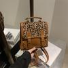 Mochila Estilo Universitario Estampado Leopardo Mujer 2025 Verano Nueva Estudiante Clase Portátil Mochila Escolar Retro de Hombro