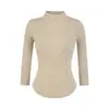 Suéter de Punto con Cuello Medio Alto y Manga Tres Cuartos Estilo Puro Deseo, Nuevo Otoño e Invierno Moda Versátil Ajustado Top Interior para Mujer