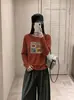 Nueva camiseta de algodón elástico de manga larga para mujer, peso 220g, para principios de otoño, con estampado digital directo, cuello redondo y tejido de algodón elástico, perfecta como capa interior o básica.