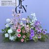 Arranjo de Flores Artificiais Estilo Monet para Exterior Flores de Solo Rosa Púrpura Decoração de Fundo de Casamento Layout Flores para Caminho de Casamento Banquete de Noivado
