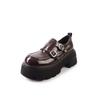 Zapatos Pequeños de Tacón Alto Grueso Zapatos Pequeños de Cuero para Mujer 2025 Nuevos Primavera y Otoño Zapatos de Plataforma Suela Gruesa Mocasines de Vestir Estilo Británico