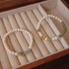 Pulseira de Pérola de Água Doce Natural Feminina Jade Hetian Jade Água Azul Nova Chinesa Alto Senso Contas Atacado