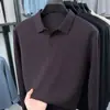 Camisa polo air-layer nova para homens, outono de 2026, camiseta casual de manga longa de cor sólida de alta qualidade com gola de lapela para homens