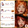 Adesivos de Rosto para Halloween, Adesivos de Tatuagem para Maquiagem, Fofos Abóboras Fantasminhas Rosto Desenho Animado Acessórios Criativos, À Prova d'Água e Duradouros