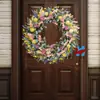 Corona de Flores Artificiales Transfronteriza Decoración Floral de Puerta para Primavera y Verano Decoración de Ventana de Casa Corona de Flores Artificiales Festiva Decoración de Puerta