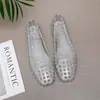 Zapatos de Gel Bajos Coreanos con Punta Cuadrada, Diseño de Cristal Hueco, Sandalias Planas Slip-On para Mujer