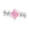 Anillo de Cubo de Azúcar Cortado Flor de Hielo de Piedra Preciosa Colorida Más Vendido en Transmisión en Vivo, Diamante de Alto Carbono Súper Brillante, Chapado en Oro Real, Anillo Versátil de Moda Personalizado