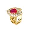 Anillo de dedo femenino en forma de huevo con temperamento de flor de hielo de corindón de imitación chapado en oro de cobre de joyería Zhuangshang 7*9