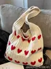 Bolso de Mano de Punto Cortado Retro Casual Nuevo de un Hombro de Lana Gran Capacidad Bolso de Compras para Mujer Tote