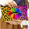 Color Labial Rojo Estampado Leopardo Bolsa de Cosméticos de Gran Capacidad Monedero Grande Bolsa de Almacenamiento para Artículos de Aseo Bolso de Noche para Mujer