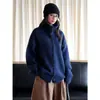 Nuevo suéter de lana casual de cuello alto abotonado estilo japonés Loufu, abrigo cálido para mujer