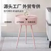 Mesa de cabeceira na cor creme, design moderno e minimalista, formato redondo novo e criativo, adequada como substituta para quarto, sala de estar ou quarto de criança, e pode ser usada como um pequeno armário de armazenamento de cabeceira