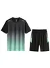 Roupas de ginástica masculinas, traje esportivo de seda gelada de secagem rápida, manga curta outono e inverno, shorts para corrida matinal, badminton, sala de treino de basquete