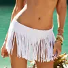 2016 Nova Saia Curta de Tecido Elástico Estilo Europeu e Americano com Gancho de Mão e Franja, Blusa de Biquíni Feminina para Férias na Praia