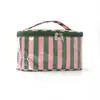 Necessaire bicolor listrada, bolsa de higiene pessoal portátil de grande capacidade, bolsa de armazenamento de viagem à prova d'água, bolsa de maquiagem de grande capacidade atacado
