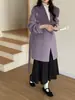 Casaco de Lã Feminino de Meio Comprimento Dupla Face para o Inverno de 2026 com Forro de Lã, Design de Broche, Engrossado para Aquecimento, Cinto Estilo Roupão de Banho Casaco de Cashmere