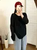 Roupas femininas plus size com design irregular, top de tricô oco solto outono 2026 para mulheres plus size