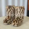Botas de Nieve de Piel de Zorro, Estilo Otoño e Invierno, Cálidas y Resistentes al Frío, Engrosadas, Talla Grande, Botas de Piel Sintética de Media Caña, Botas de Piel de Moda Europeas y Americanas