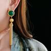 Pendientes geométricos de flores retro de estilo antiguo medio, elegantes y a la moda, de nicho, ligeros, de lujo, de alta gama, para mujer.