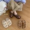 Otoño e Invierno 2025 Estilo Coreano Zapatillas Peludas de una Sola Línea Ropa de Abrigo para Mujer Zapatillas de Algodón Cálidas con Suela Gruesa Zapatillas Peludas