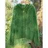 Cárdigan de punto para mujer 100% cachemir puro, temporada Otoño/Invierno 2026, con cremallera, capucha, forro polar, corte holgado, adelgazante y prenda de abrigo gruesa