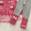 Ropa Dulce para Niños Pequeños Estilo Otoño para Niñas Dulce Hermoso Estilo de Moda para Bebés Lindo Cárdigan con Encaje Suéter Pantalones Versátiles