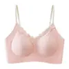 Ropa interior sin costuras estilo dulce y femenino para mujeres con poco busto, push-up, tirantes finos, sin varillas, sujetador estilo camiseta anti-caída