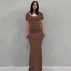 Vestido Retro Europeo y Americano para Mujer, Estilo Suave Kardashian Ajustado con Tirantes Finos Largo, Sin Mangas Color Sólido Vestido de Verano para Mujer