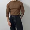 Nuevo Suéter de Punto de Manga Larga para Hombre Primavera y Otoño, Cuello Henley, Abotonado, Textura Rayada, Estilo Old Money, Venta al por Mayor de Fábrica Transfronteriza