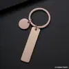 Chaveiro Transfronteiriço Aço Inoxidável Tira Longa Estilo Redondo Pequeno Impressão Colorida a Laser Material em Branco Presente de Feriado Chaveiro de Metal