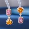 Pendientes Oudina con Forma de Corazón Irregular Incrustados con Circonita Multicolor Estilo Geométrico Pendientes de Lujo para Mujer de Plata S925