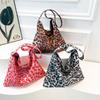 Mochila de Moda de Estilo Coreano de Gran Capacidad para Mujer Nueva Bolsa de Lona Simple Estampado de Leopardo Hombro Cruzado Axila