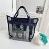 Bolsa de Praia para Mulheres, Estilo Coreano de Verão, Rede, Europeia e Americana, Transfronteiriça, Impermeável, Necessaire, Bolsa de Armazenamento Portátil de Grande Capacidade para Uso ao Ar Livre