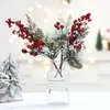 Decoración de Navidad diseño de escena decoración de escritorio Rama de Cedro simulación PVC decoración de bonsái enchufe decoración de barra