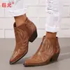 Juyuan 2026 Otoño e Invierno Nuevas en Stock Comercio Exterior Talla Grande Botas de Mujer Bordadas Wish Botas de Cuero para Mujer Europeas y Americanas de Amazon
