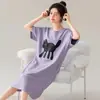 Atacado Camisola para Mulheres Verão Algodão Puro 2024 Novo Fofo Manga Curta Pijama Verão Vestido Sexy para Meninas