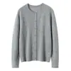 75% Cachemira 25% Seda de Morera Cárdigan de Cachemira con Cuello Redondo para Mujer Mujer 26 Otoño Invierno Nueva Moda Capa Base Ropa de Abrigo