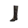 Botas largas de cuero genuino para mujer, de suela gruesa, tacón grueso y hebilla de cinturón, nuevo estilo de exportación otoño/invierno 2026, botas de montar sencillas de pierna recta