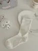 Calcetines blancos holgados para mujer, calcetines finos de algodón hasta la pantorrilla para principios de otoño, combinados con zapatos pequeños de cuero, calcetines sin costuras con borde holgado, calcetines absorbentes de sudor para el posparto