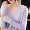 77% cashmere 23% mulberry silk leve camisola feminina sem costura macio com decote em V camisa nova camisola de cashmere