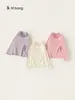 Ropa para Niños Youbao Cuello Ondulado Camiseta Básica para Niños Color Sólido Versátil Ropa Interior para Bebé Top para Niños Pequeños Camiseta de Manga Larga para Niñas