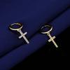 Brincos de argola com cruz de diamante de personalidade simples europeus e americanos para homens e mulheres versão coreana do Coringa fivela de orelha da moda joia de orelha atacado