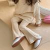 Pantalones Acampanados de Punto Casuales Versátiles de Estilo Coreano para Niñas, Otoño 2024, Pantalones de Cintura Alta Elegantes y a la Moda