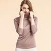 Camiseta Básica de Cuello Alto de Seda Huaye Otoño e Invierno para Mujer, Suéter de Manga Larga, Top de Punto de Seda de Morera Talla Grande para Mujer