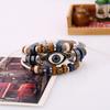 Joyería Popular Europea y Americana, Pulsera Europea y Americana de Cuero con Ojo de Cuentas, Pulsera Ajustable de Cuero Genuino para Hombres y Mujeres