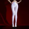 Meia-calça fina brilhante sem costura 80D Lingweirun, meia-calça justa sexy brilhante