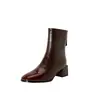 Botas de Mujer Europeas y Americanas para Otoño e Invierno con Patrón de Agarre Manual Moda Botas Nuevas Botas de Jinete 2024 Botas Botines Gruesos para Mujer
